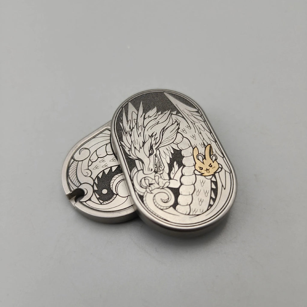 MOT Titanium Alloy Dragon Mechanical Push Fidget Slider - EDC Stress Relief Spinner Toy